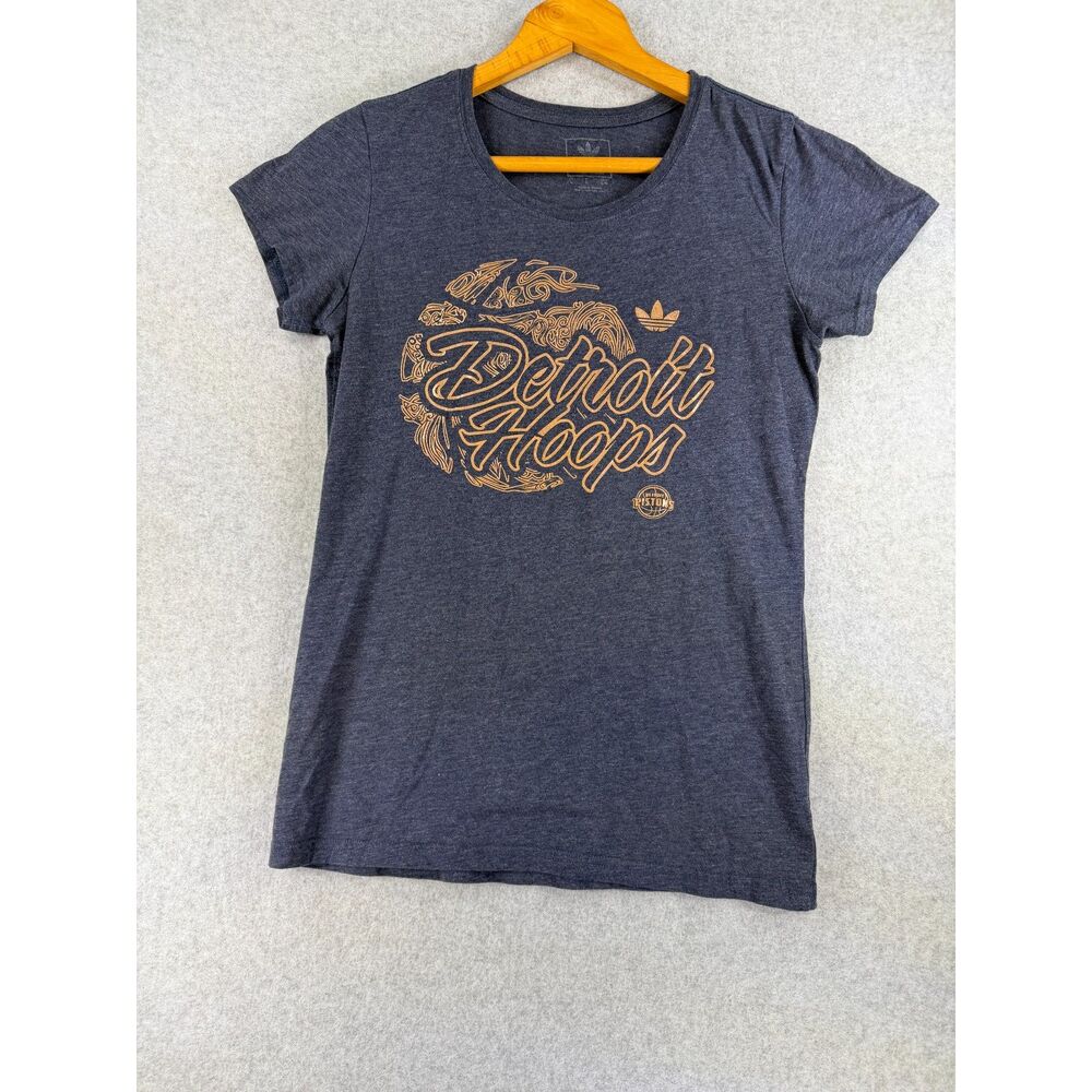 Adidas Detroit Pistons Women’s L Navy Detroit Hoops Graphic T-Shirt NBA 3574